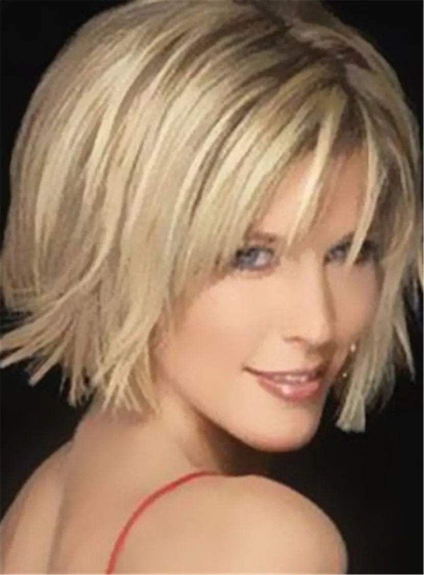 Short Straight Bob Hairstyle Capless Synthetic Wig 12 Inches