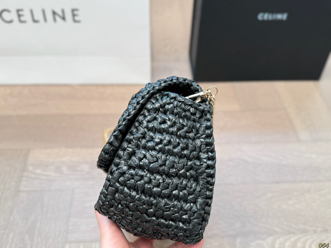 Celine Straw Chain Crossbody Bag 25x14cm