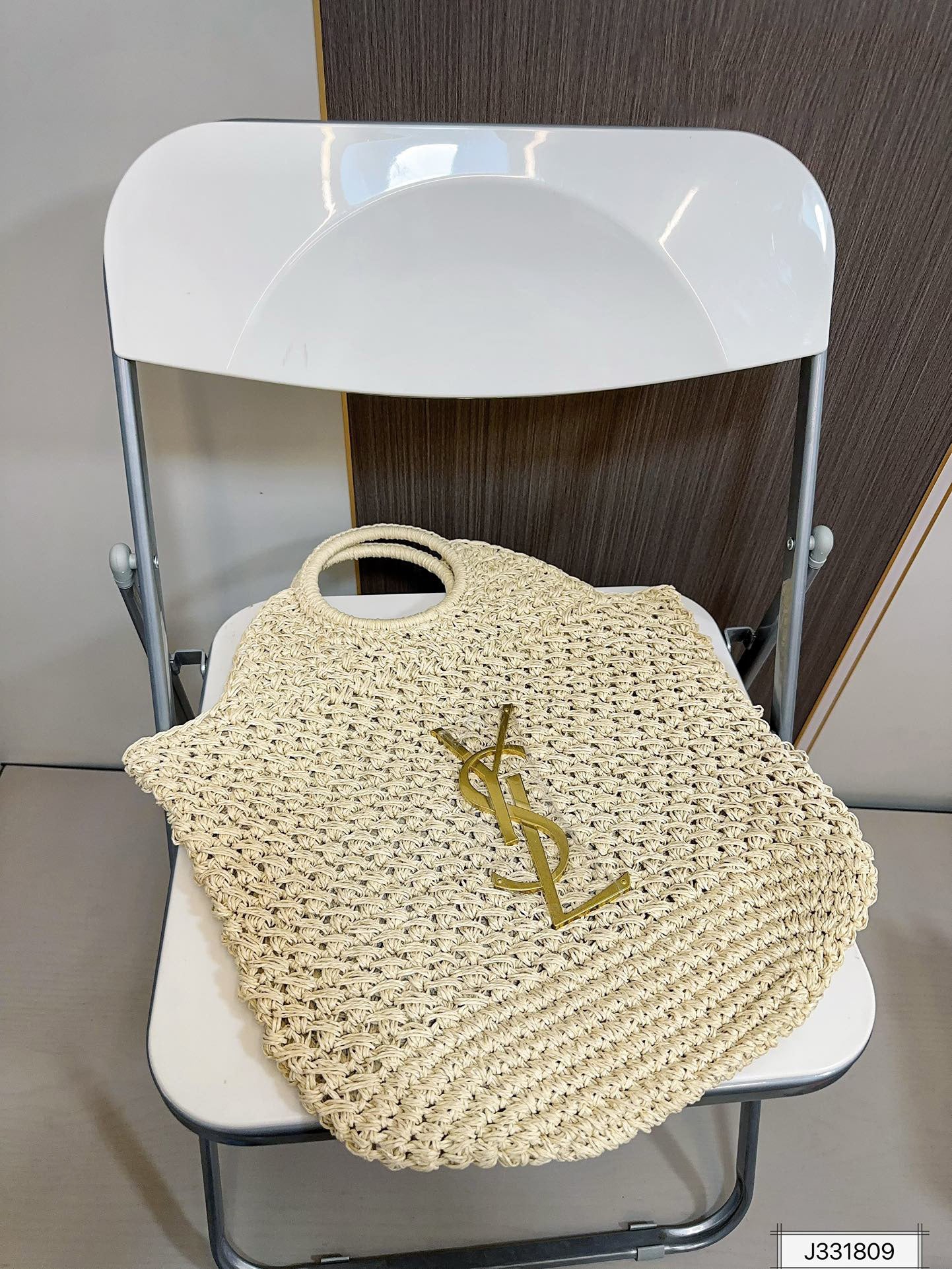 YSL SAINT LAURENT Summer Raffia Tote Bag 41x37cm