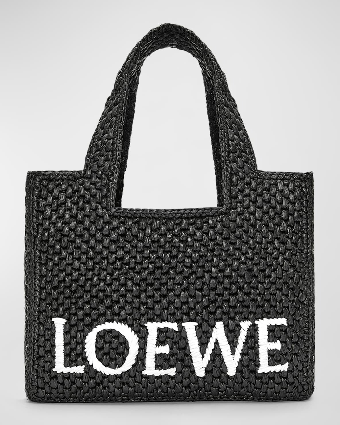 LOEWE x Paula’s Ibiza Font Tote Small Bag in Raffia