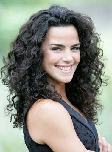 Beautiful Attractive 150% Heavy Hair Density Long Curly Black 100% Indian Human Hair Lace Wig 20 Inches