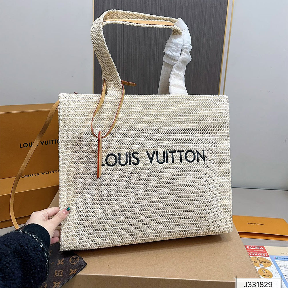 LV Louis Vuitton Raffia Tote Bag NOE PURSE 40x33cm