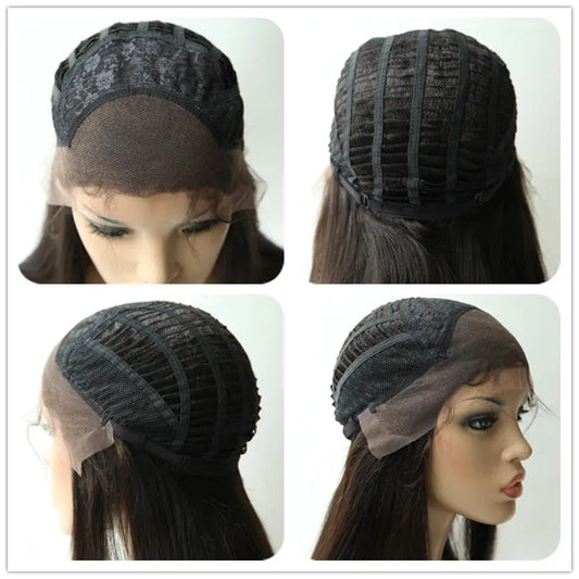 Smart Exquisite Medium Straight Lace Front 100% Human Hair Wigs for Black Women 14 Inches