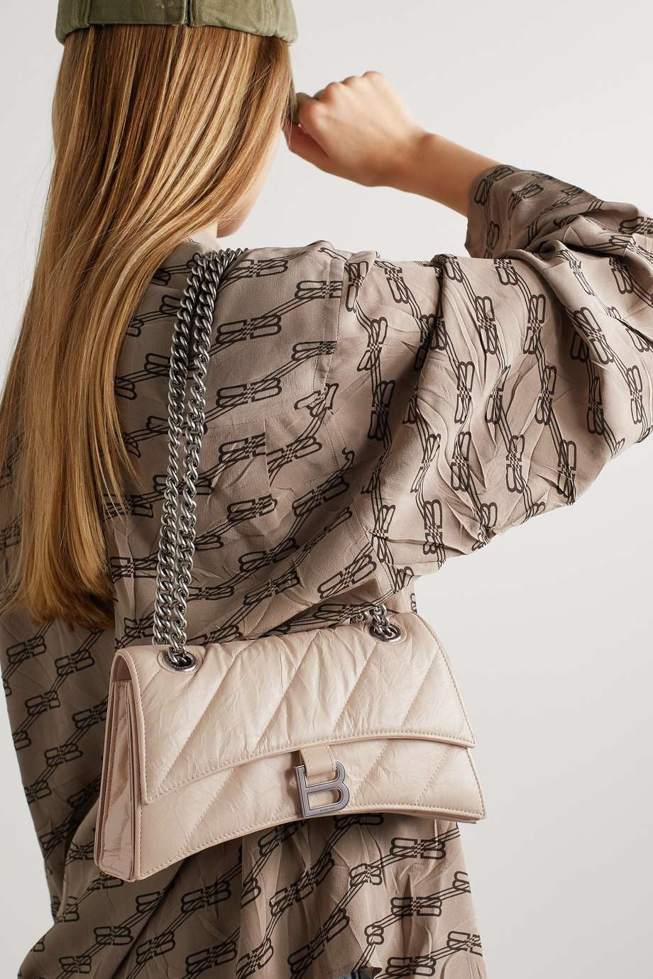 BALENCIAGA Crush small quilted crinkled-leather shoulder bag