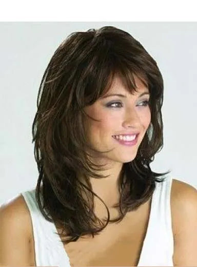 Medium Wavy Layered Cut Synthetic Capless Wigs