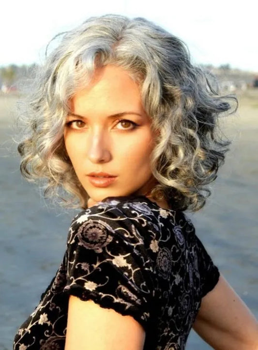 Short Curly Bob Lace Front Synthetic Wigs for Older Women