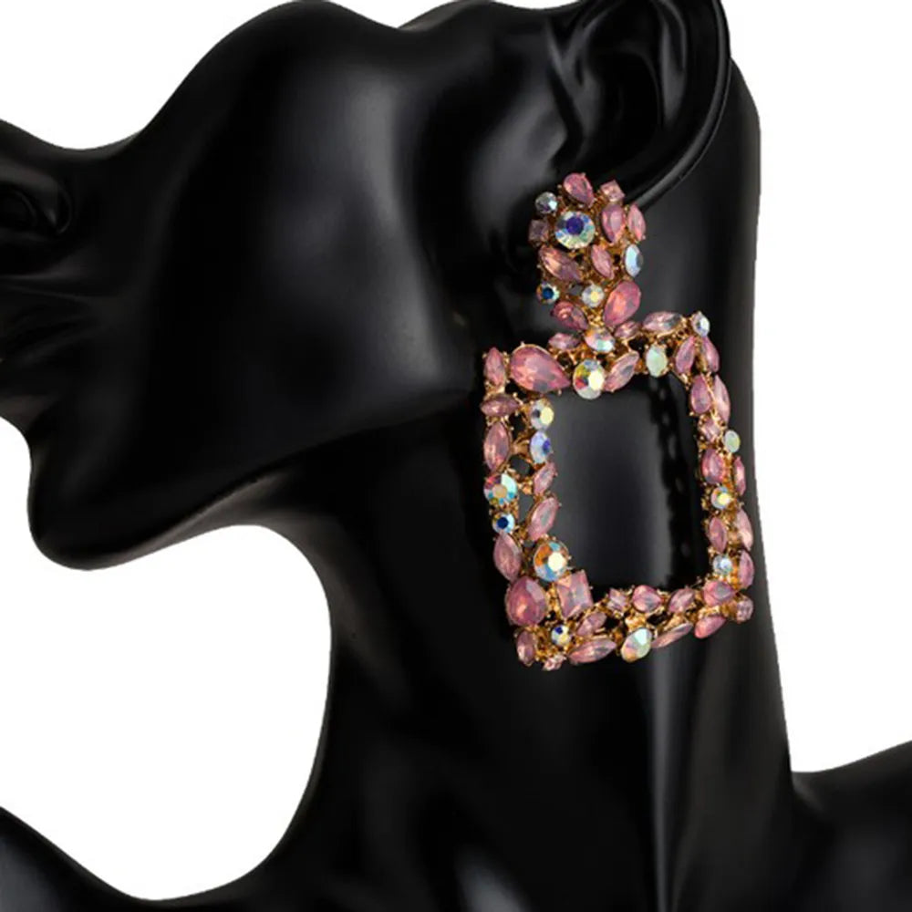 Square Diamante Hollow Out Earrings