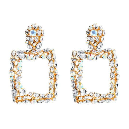 Square Diamante Hollow Out Earrings