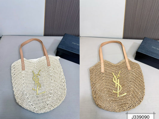 YSL SAINT LAURENT Vacation Casual Raffia Woven Tote Bag 35x32cm