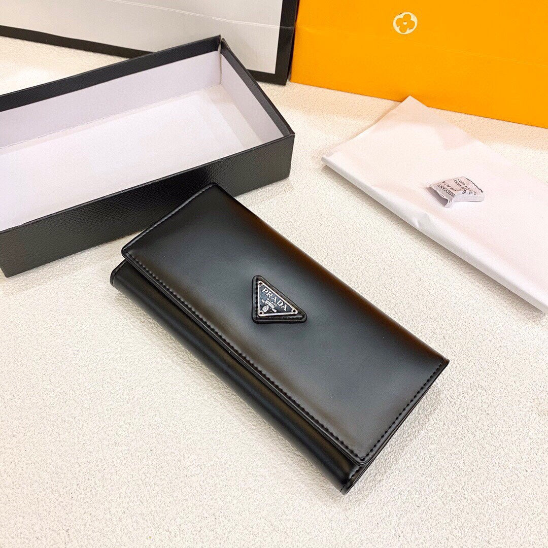 Prada Purse Black Long Wallet Leather Bag Size 19x10cm