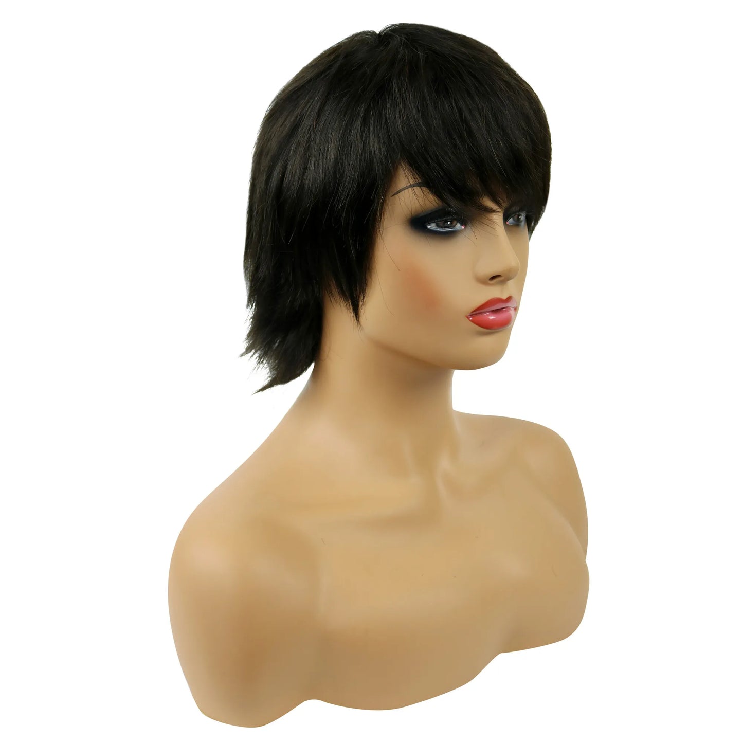 Nia Long Layered Short Straight Capless Human Hair Wigs 10 Inches