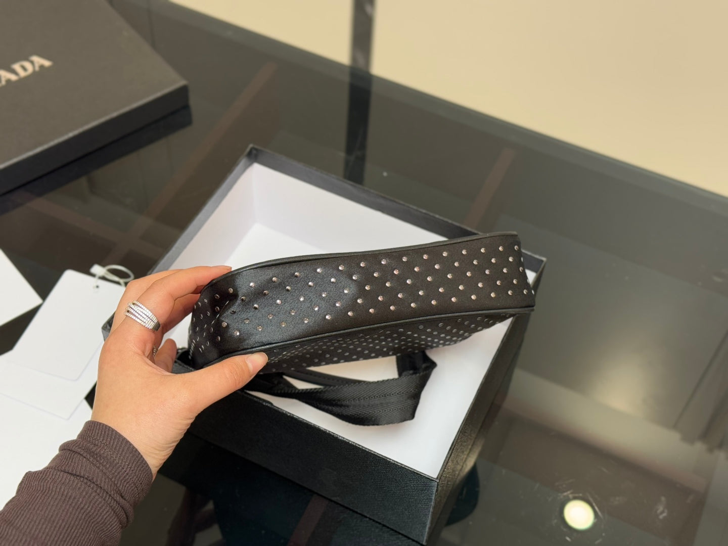 Prada Hobo Nylon Tote Bag Black