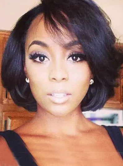 Cute Medium Wavy Lace Front Human Hair Wig 10 Inches