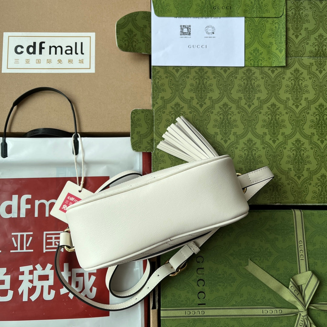 Gucci Blondie Small Shoulder White Leather Bag - 21x15.5x5cm