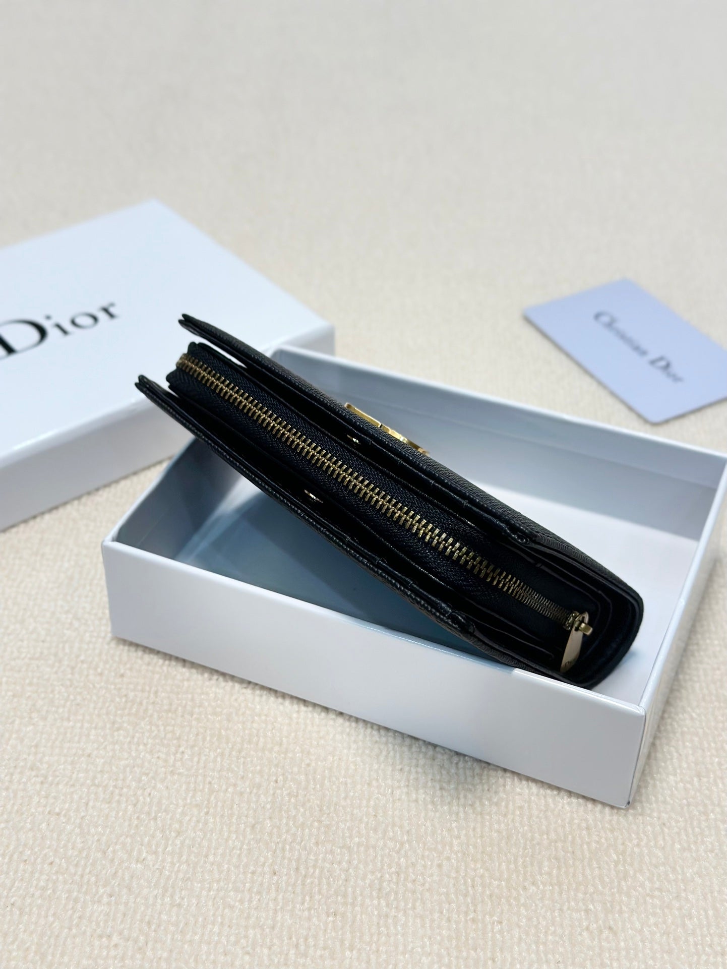 Dior Leather Black Wallet 13.5x9.5x3.5cm