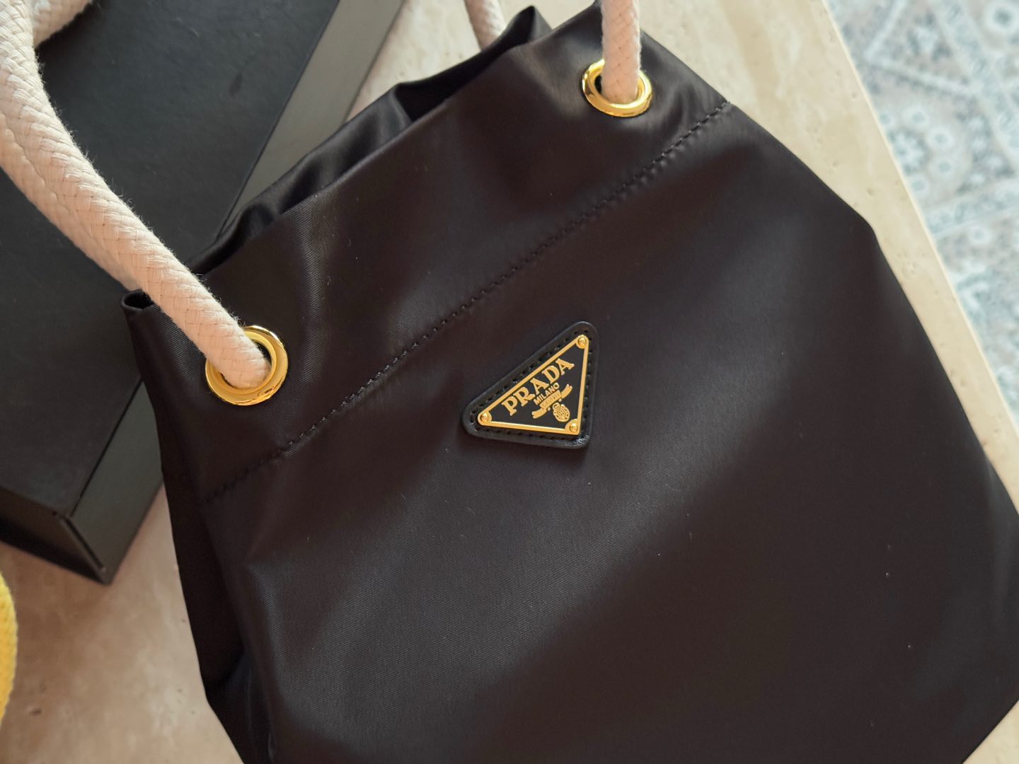 Prada Nylon Bucket Bag Black Handbag 26x25cm