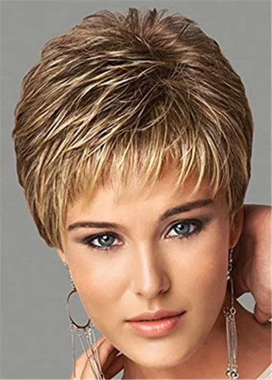 Short Cut Choppy Layered Human Hair Capless Wigs