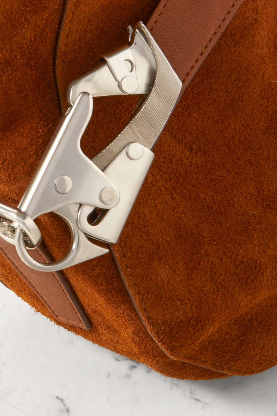 BURBERRY Small embellished suede shoulder bag Tan