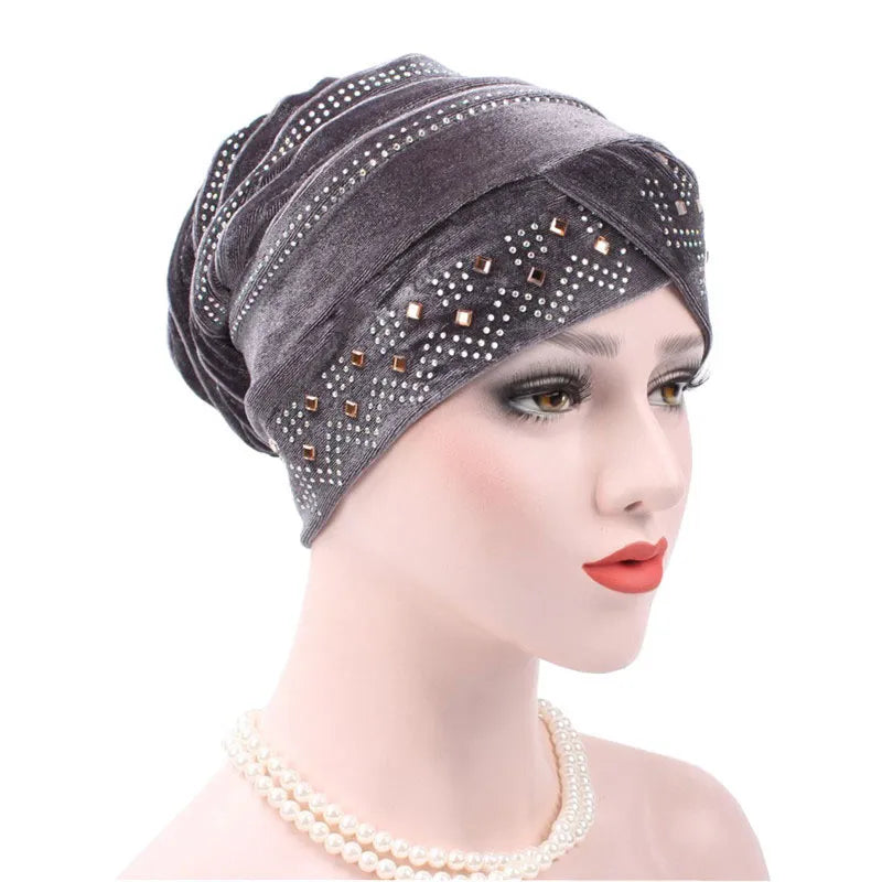 Pure Color Twist Rhinestone Women Turban