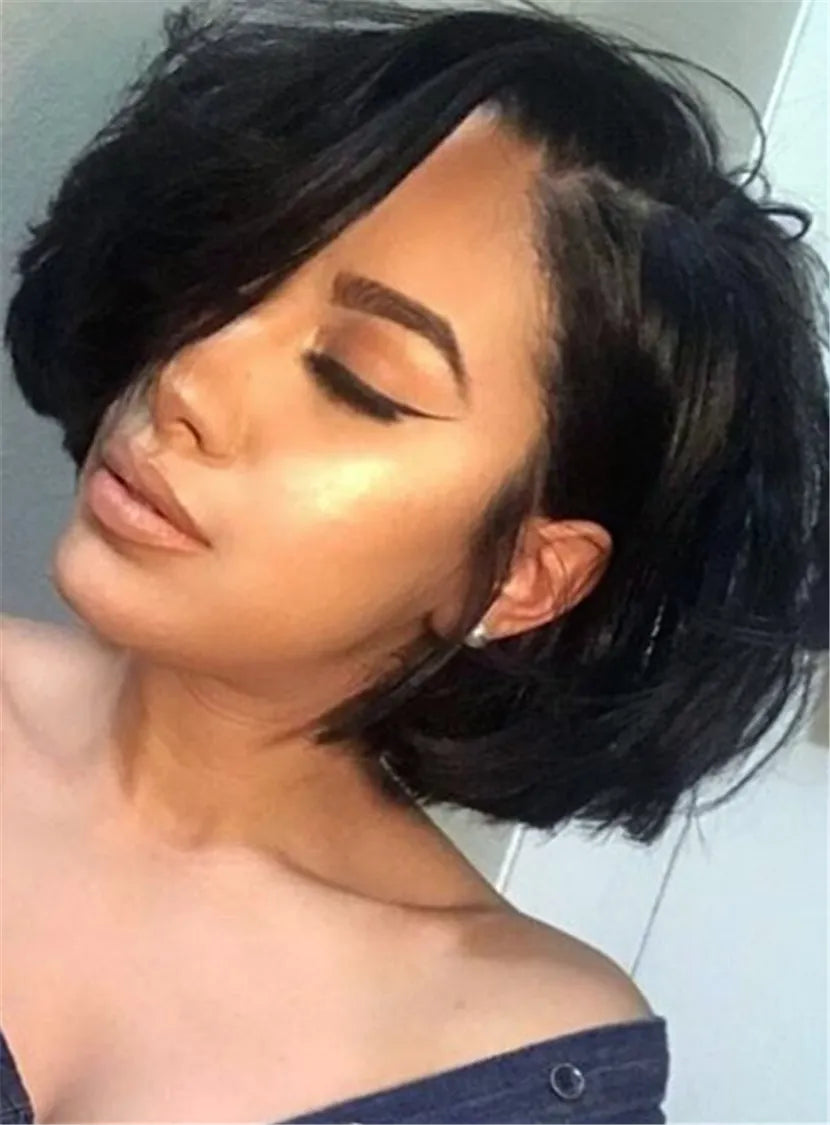 Bob Hairstyle Straight Human Hair Lace Front Wigs For Black women