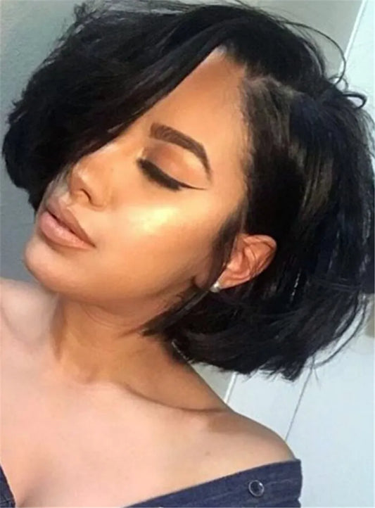 Bob Hairstyle Straight Human Hair Lace Front Wigs For Black women