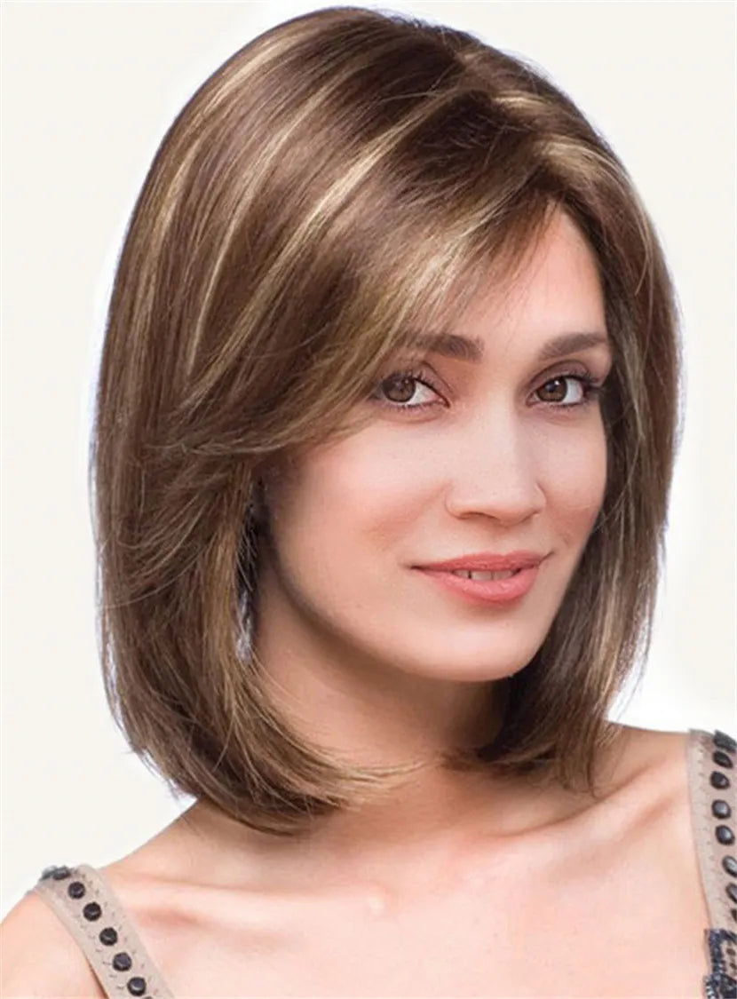 Short Straight Invert Bob Side Fringe Synthetic Capless Wigs 10 Inches