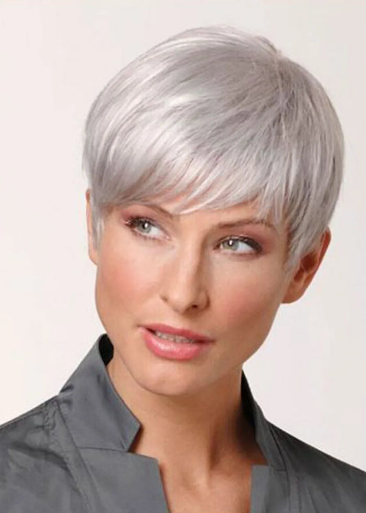 High Density Women's Pixie Cut Natural Lonking Synthetic Hair Lace Front Cap Wigs 10Inches