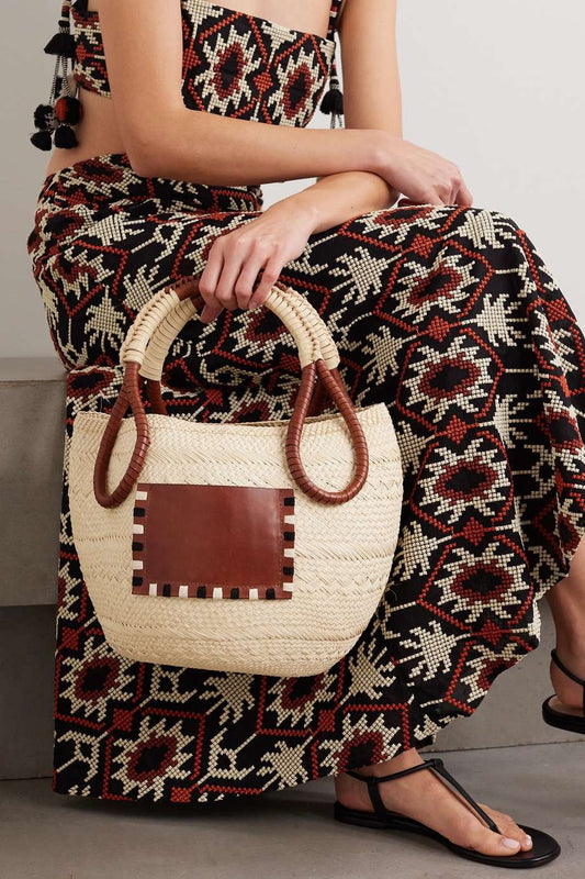 JOHANNA ORTIZ  SUSTAIN Singing The Namba leather-trimmed raffia tote