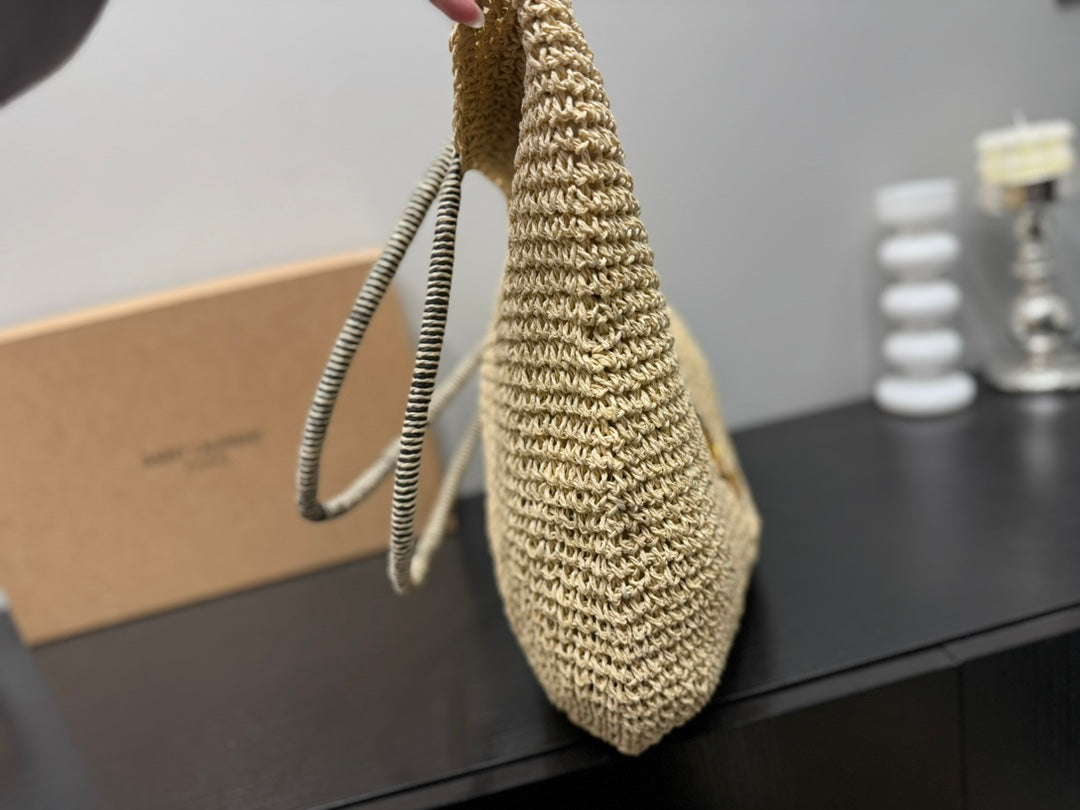 SAINT LAURENT YSL Retro Elegant Tote Bag Straw 43x39cm