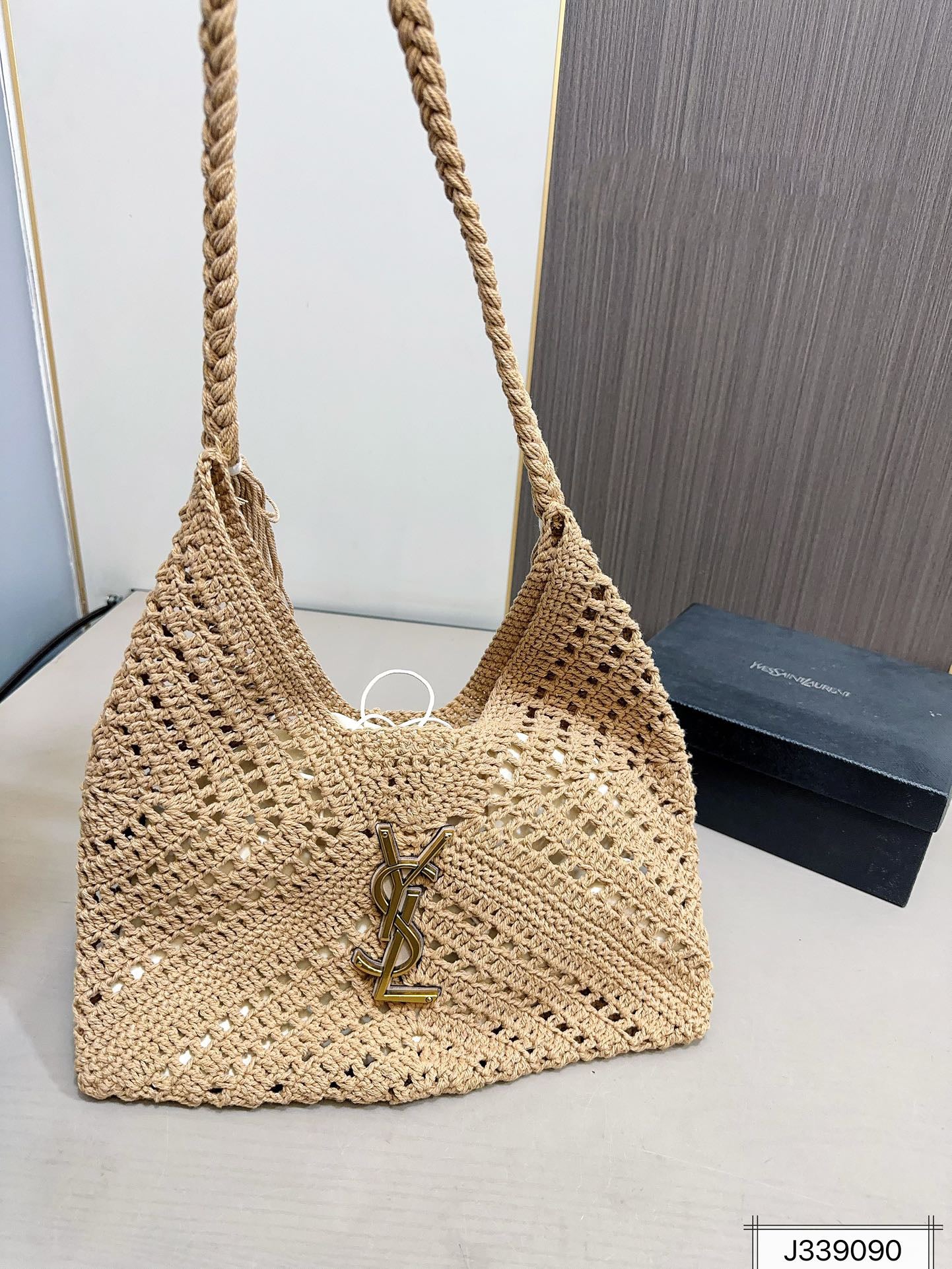SAINT LAURENT YSL Raffia Tote Bag Beach Casual 37x22cm
