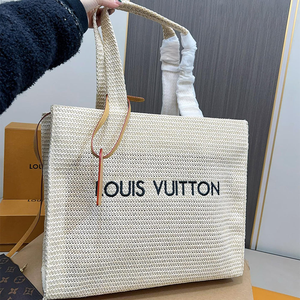 LV Louis Vuitton Raffia Tote Bag NOE PURSE 40x33cm