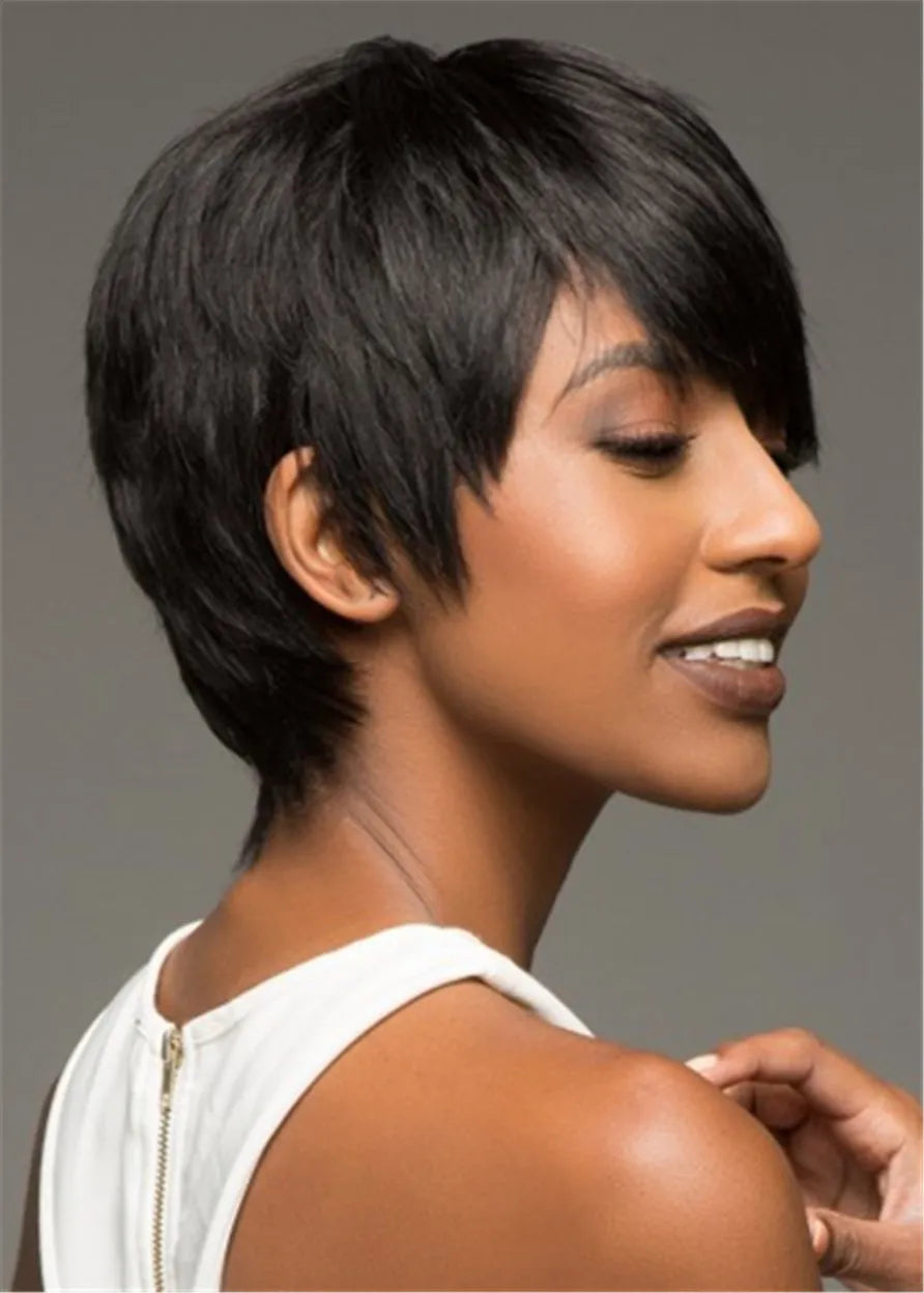 Boy Cut Natural Straight Synthetic Hair Lace Front Wig