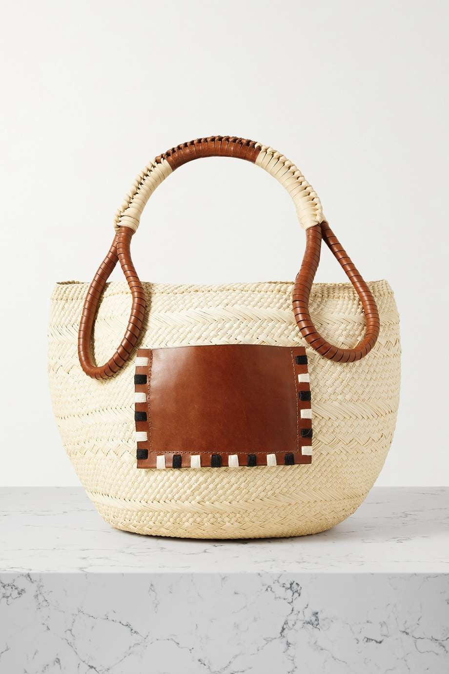 JOHANNA ORTIZ  SUSTAIN Singing The Namba leather-trimmed raffia tote