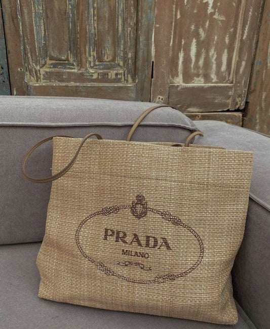 Prada Raffia Tote Handbag