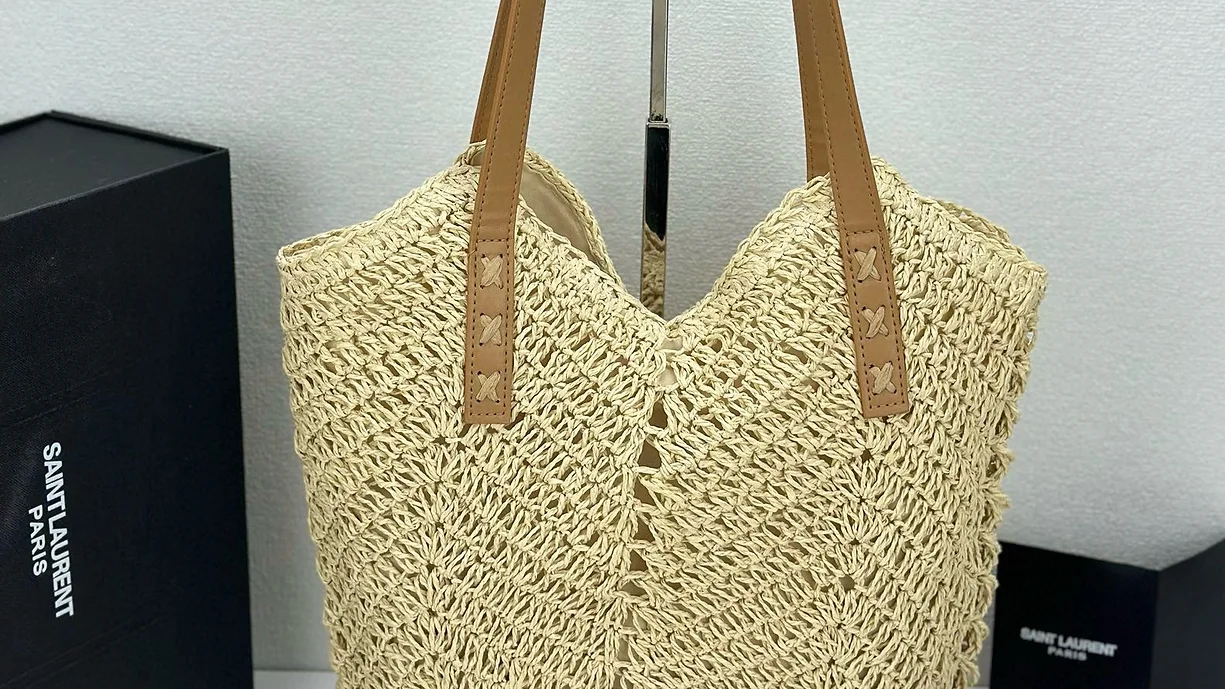SAINT LAURENT YSL Raffia tote Bag