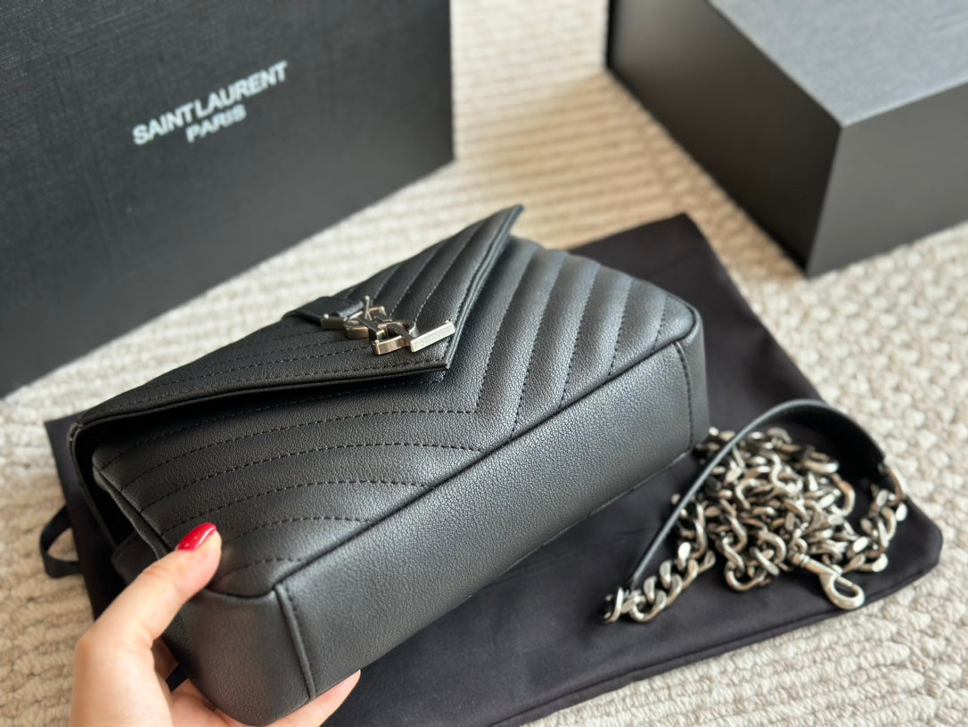 YSL Classic Black Leather Tote Bag Size 24x17cm