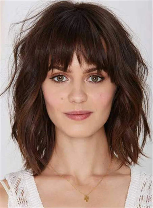 Youthful Shaggy Messy Medium Wavy Synthetic Hair Capless Women Wigs 12 Inches