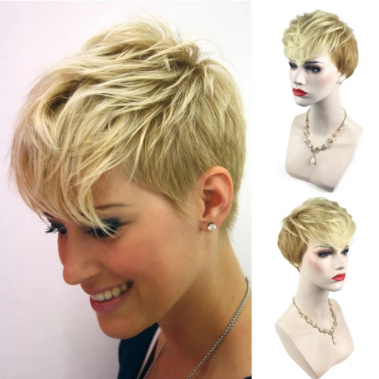 Boy Cut Pixie Straight Synthetic Hair Women Wig