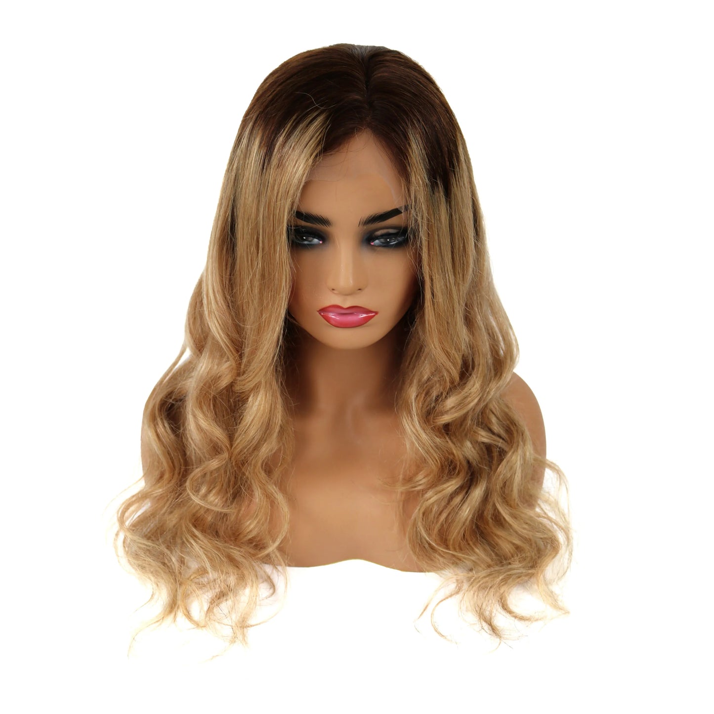 Attractive Ombre Long Wave 22 Inches Human Remy Lace Wig