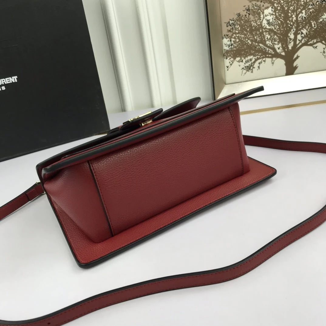 YSL original leather women's shoulder bag in Red