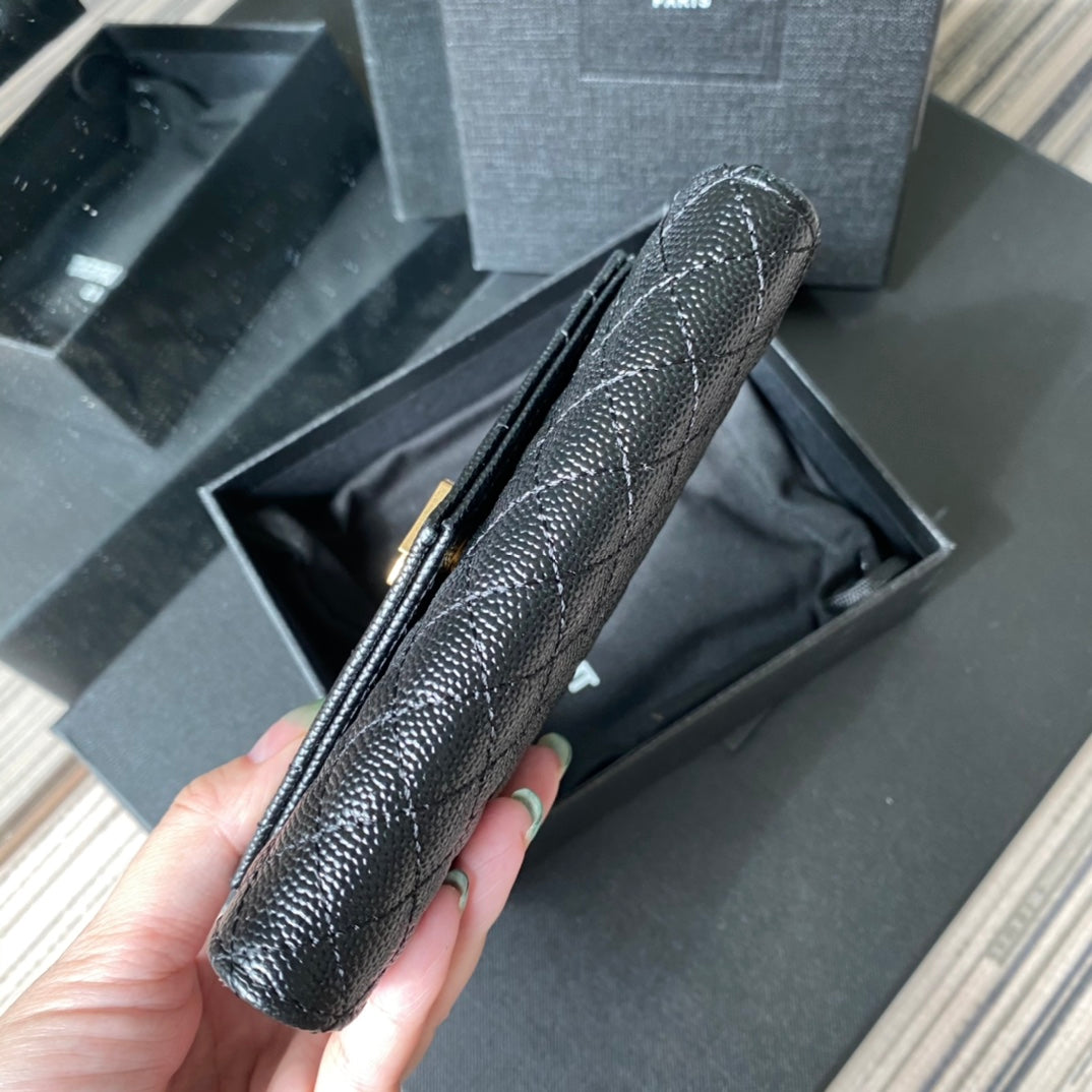 YSL Envelope Purse Black Gold A026KK 13.5cm