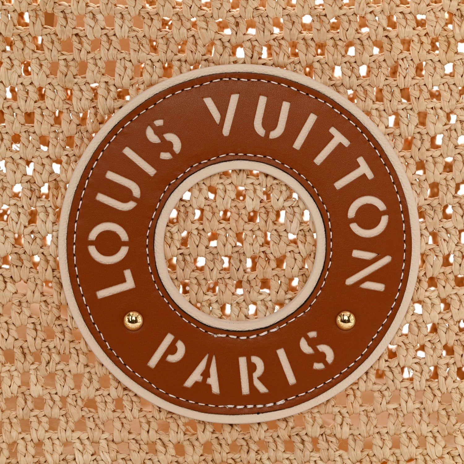 LOUIS VUITTON  Raffia Calfskin By The Pool OnTheGo MM Natural 39x15x30cm