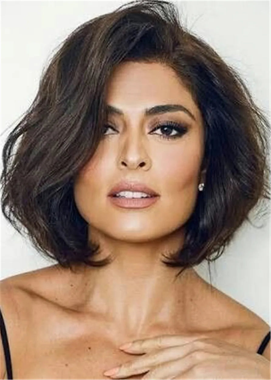 One Side Part Short Messy Wavy Synthetic Hair Capless Wigs 14 Inches