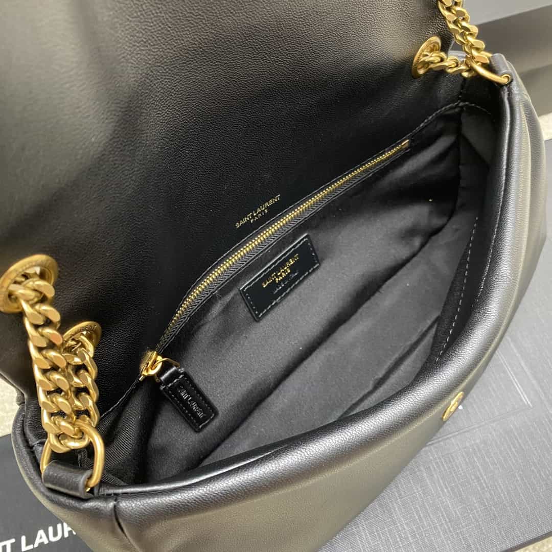 Saint Laurent  black lambskin chain handbag