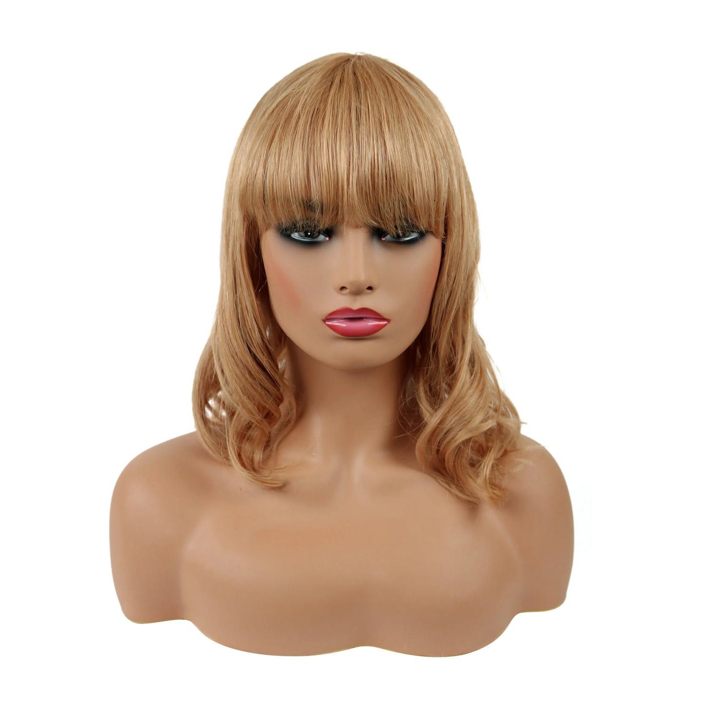 Natural Wave Ombre Blonde with Full Bangs 100 Human Hair 16 Inches