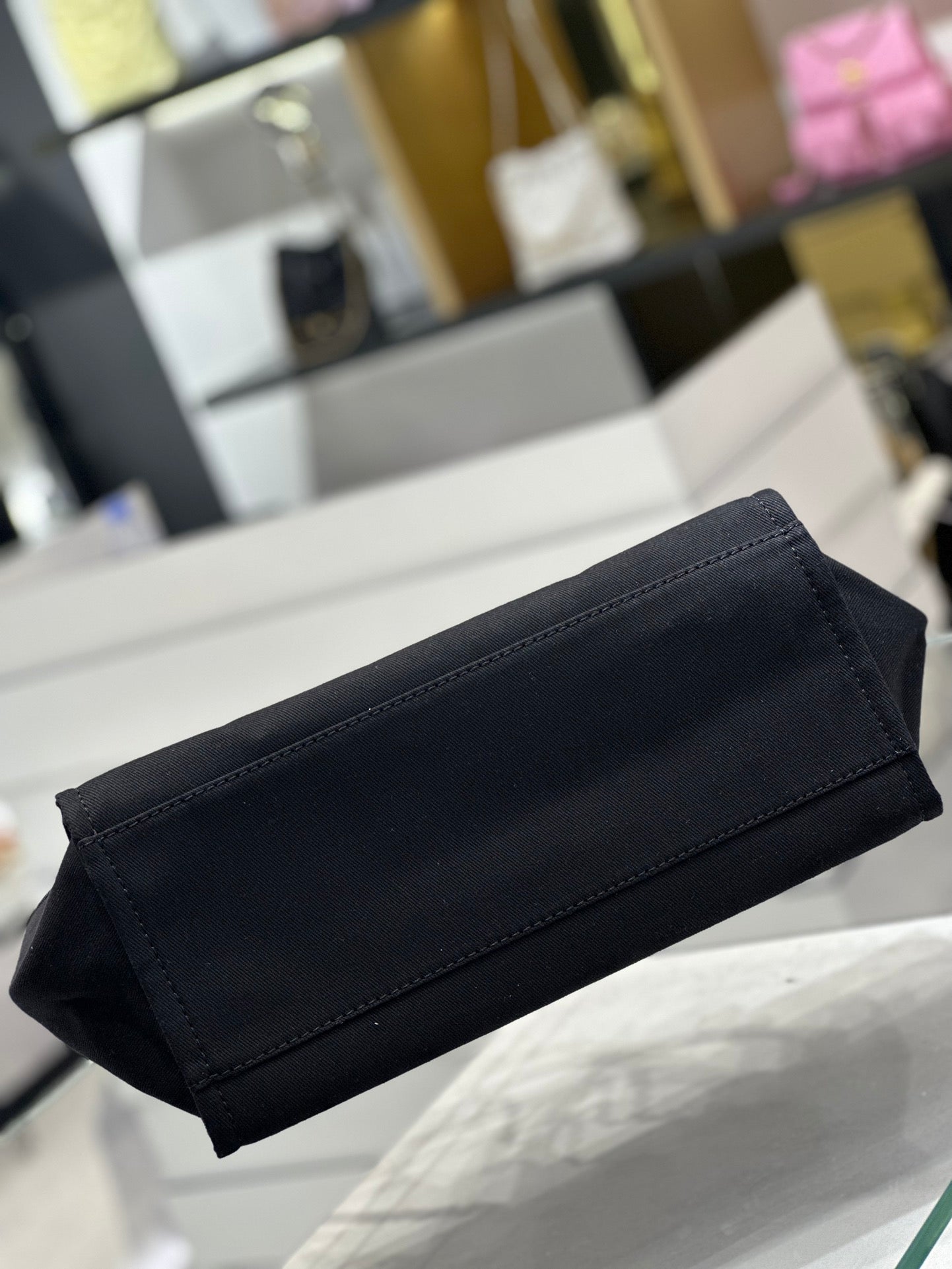 Chanel Natural Canvas and Black Leather Large Pearl Deauville Tote - 30x39x22cm