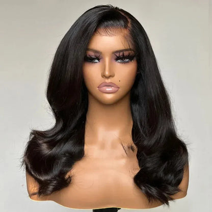 Side Part Layered Wave Wigs Long Length Natural Black Human Hair